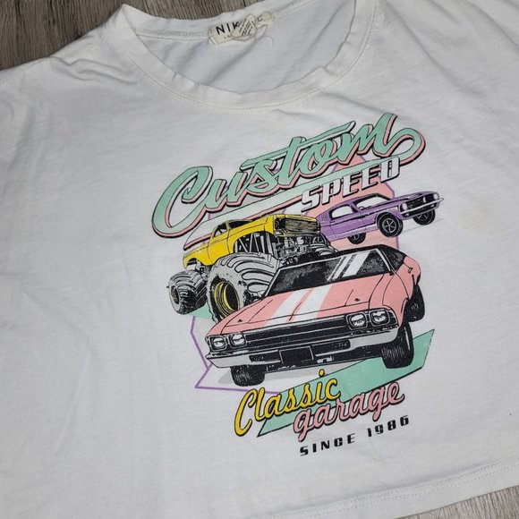 Nikxie Los Angeles custom classic car racing crop top tee shirt since 1986 XXL - Picture 4 of 4